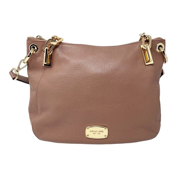 Michael Kors Mauve Dusty Pink Leather Brooke Medium Shoulder Crossbody Handbag - Picture 4 of 14